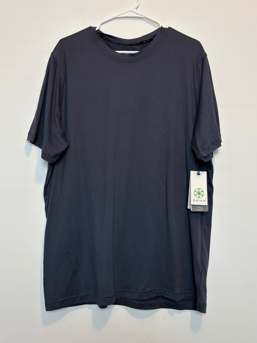 Gaiam Mens Everyday Basic Crew T-Shirt Activewear Gym Dark Grey Slim Fit Size XL